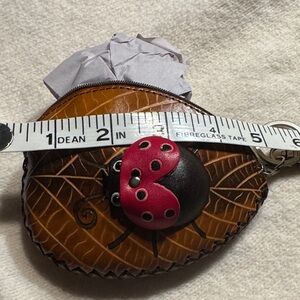 Ladybug Coin Purse with Brown and Pink Accents